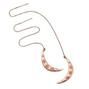 Rose Goldtone Crescent Moon Threader Earrings